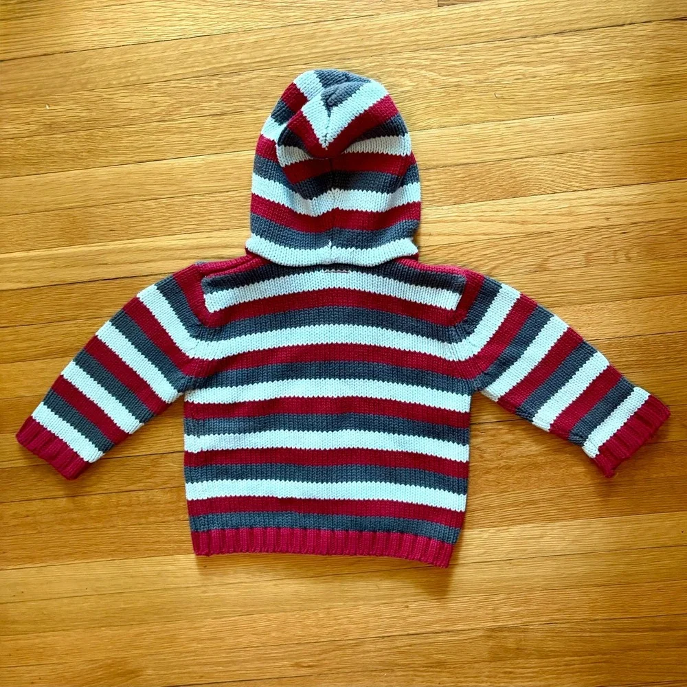 Gymboree Striped Cotton Knit Zip Up Hoodie Sweater 12-18 Months Vintage 2000s